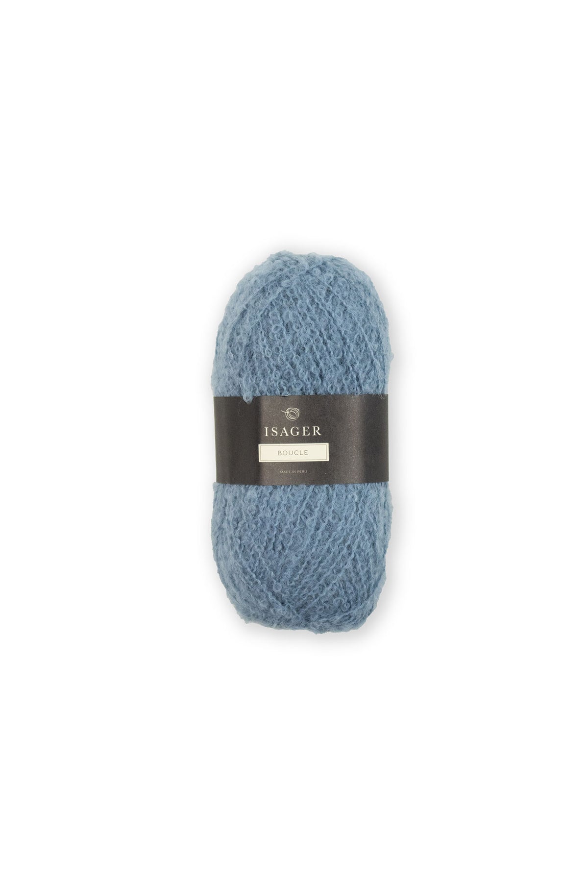 Isager Bouclé Farbe 11 in gedämpftem Blau, Knäuel aus Alpakagarn mit Schlingenstruktur