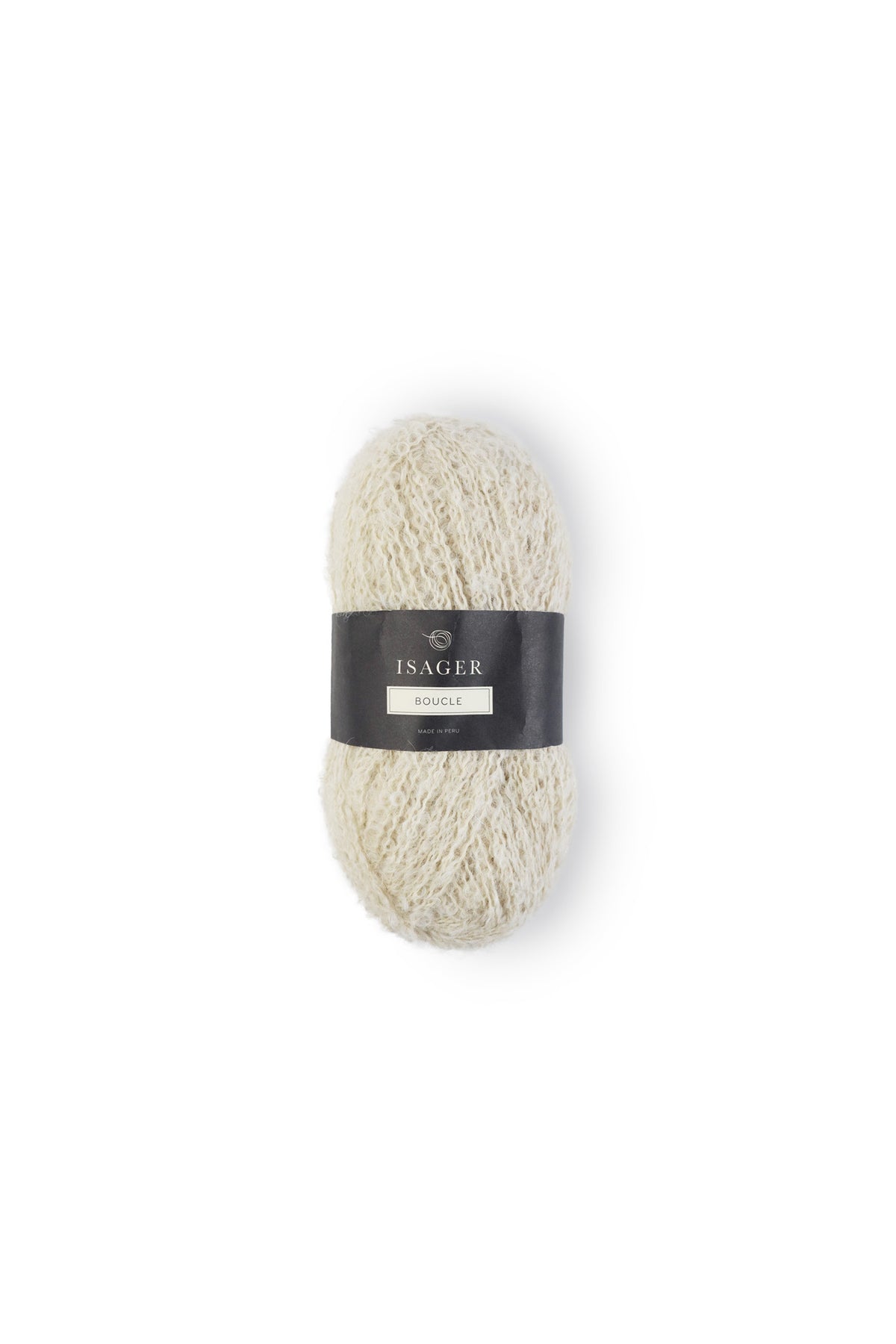 Isager Bouclé Farbe E 6s in hellem Beige, Knäuel aus Alpakagarn mit Schlingenstruktur