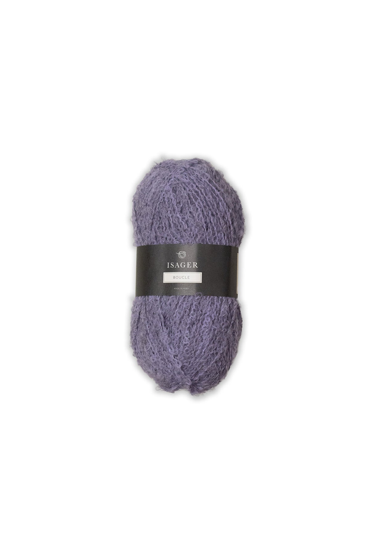 Isager Bouclé Farbe 12 in gedämpftem Violett, Knäuel aus Alpakagarn mit Schlingenstruktur
