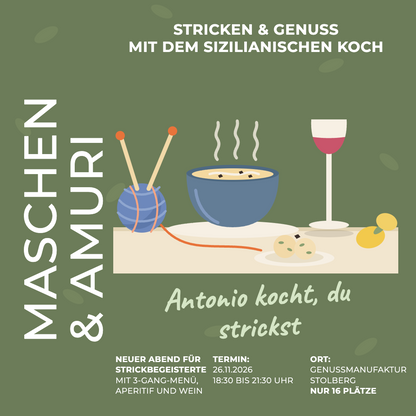 Maschen &amp; Amuri – Stricken &amp; Genuss mit dem sizilianischen Koch